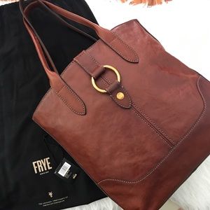 Frye Leather Ring Tote in Cognac